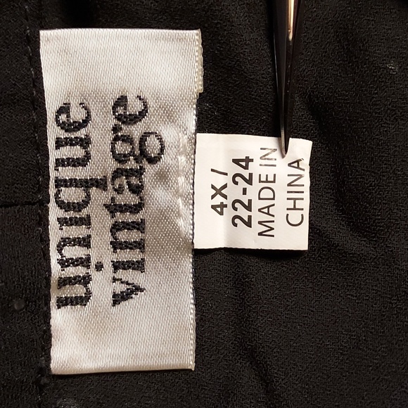 Unique Vintage NWT Black & Silver Star Moon Foil Print Bow Long Sleeve Top 4X - Picture 6 of 8